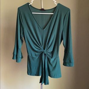 Emerald green front tie top